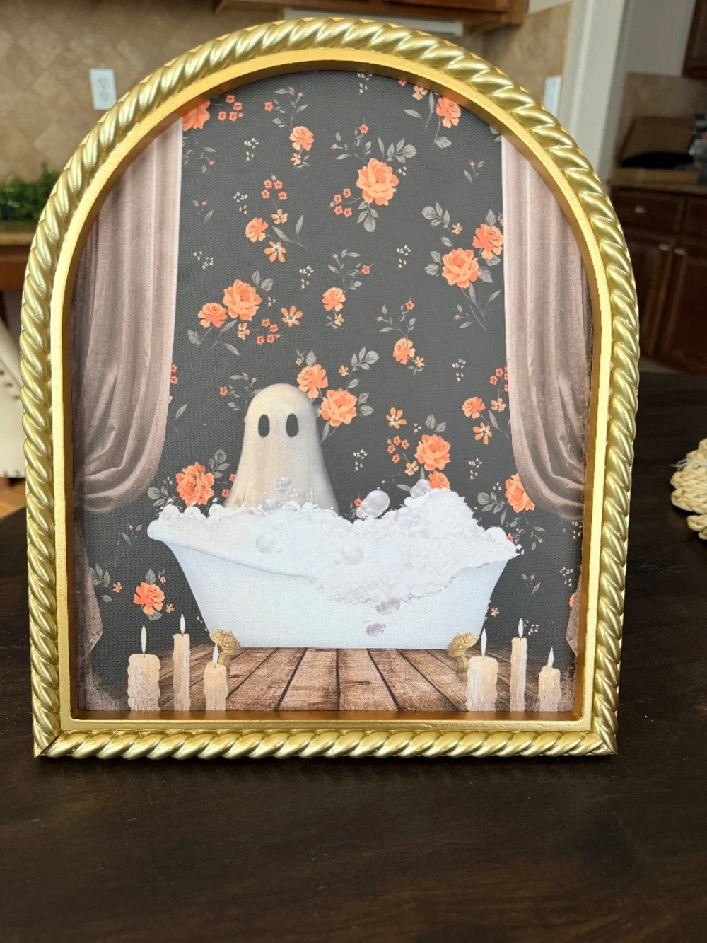 Viral Halloween Ghost in the bath tub framed canvas NEW